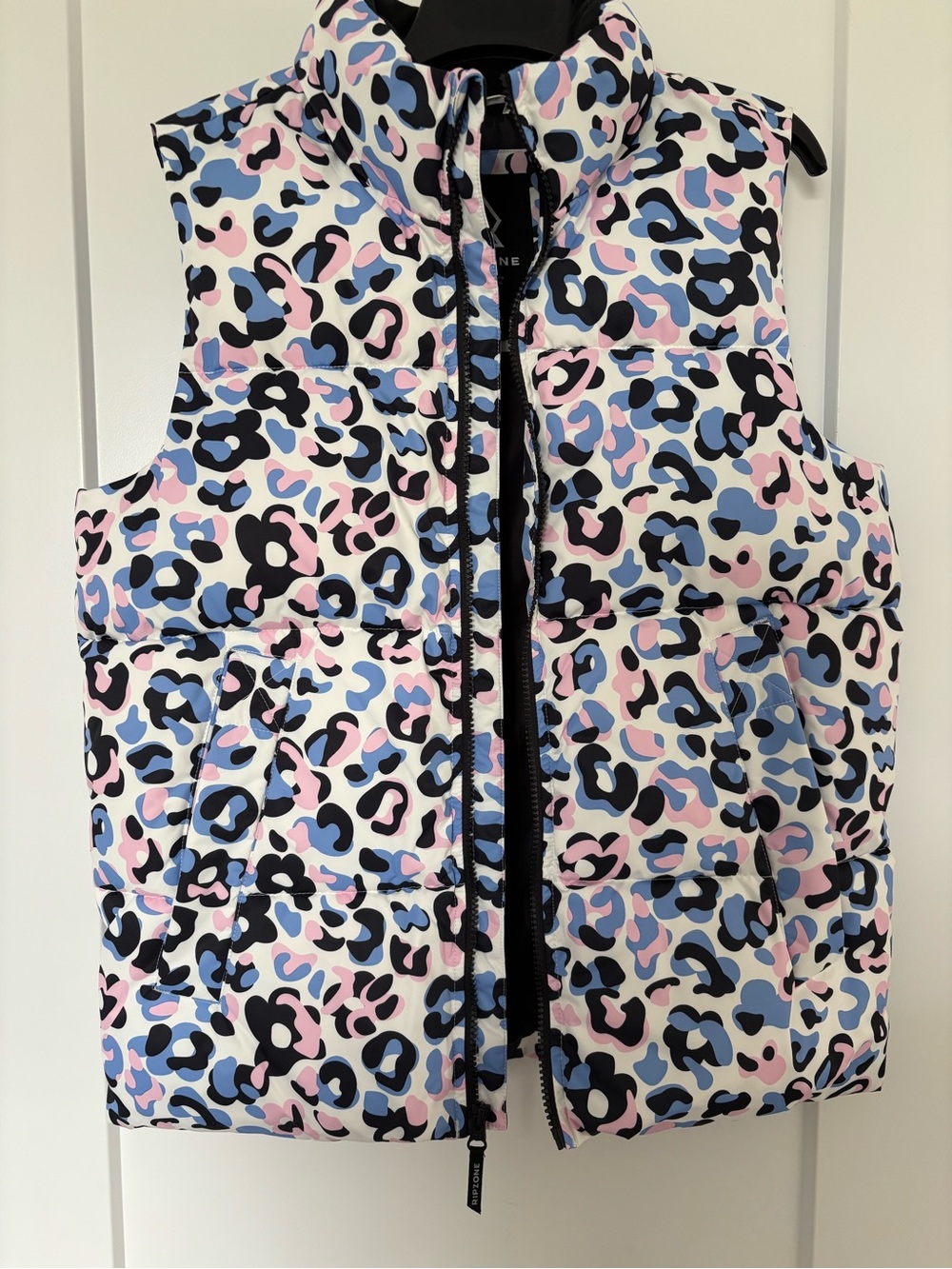 Girls' Leopard Print Puffer Vest - Pink & Blue